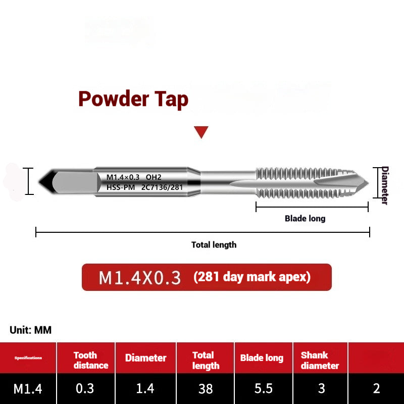 1107-OST powder high-speed steel taps Japanese standard apex screw tip spiral coarse teeth powder metallurgy tapping taps Shandong Denso Pricision Tools Co.,Ltd.